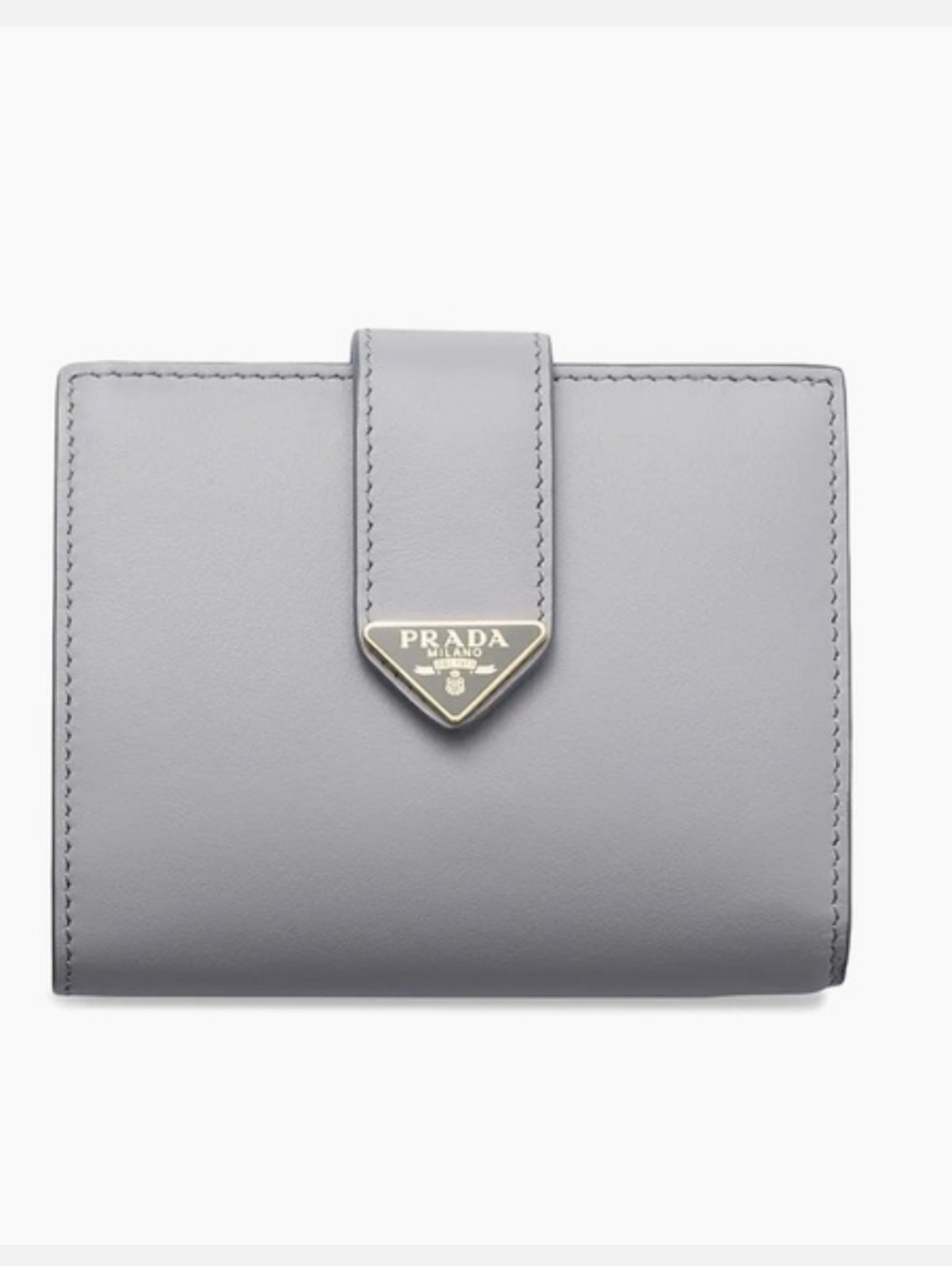 $795 PRADA City Calf Tab Bifold Wallet Leather Light Gray 1MV204 BNIB